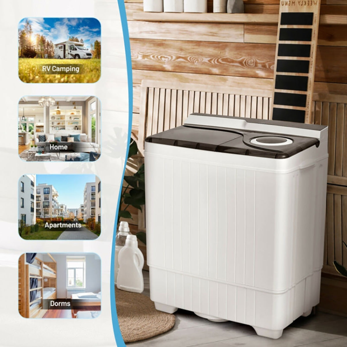Tragbare halbautomatische Waschmaschine mit integrierter Ablaufpumpe