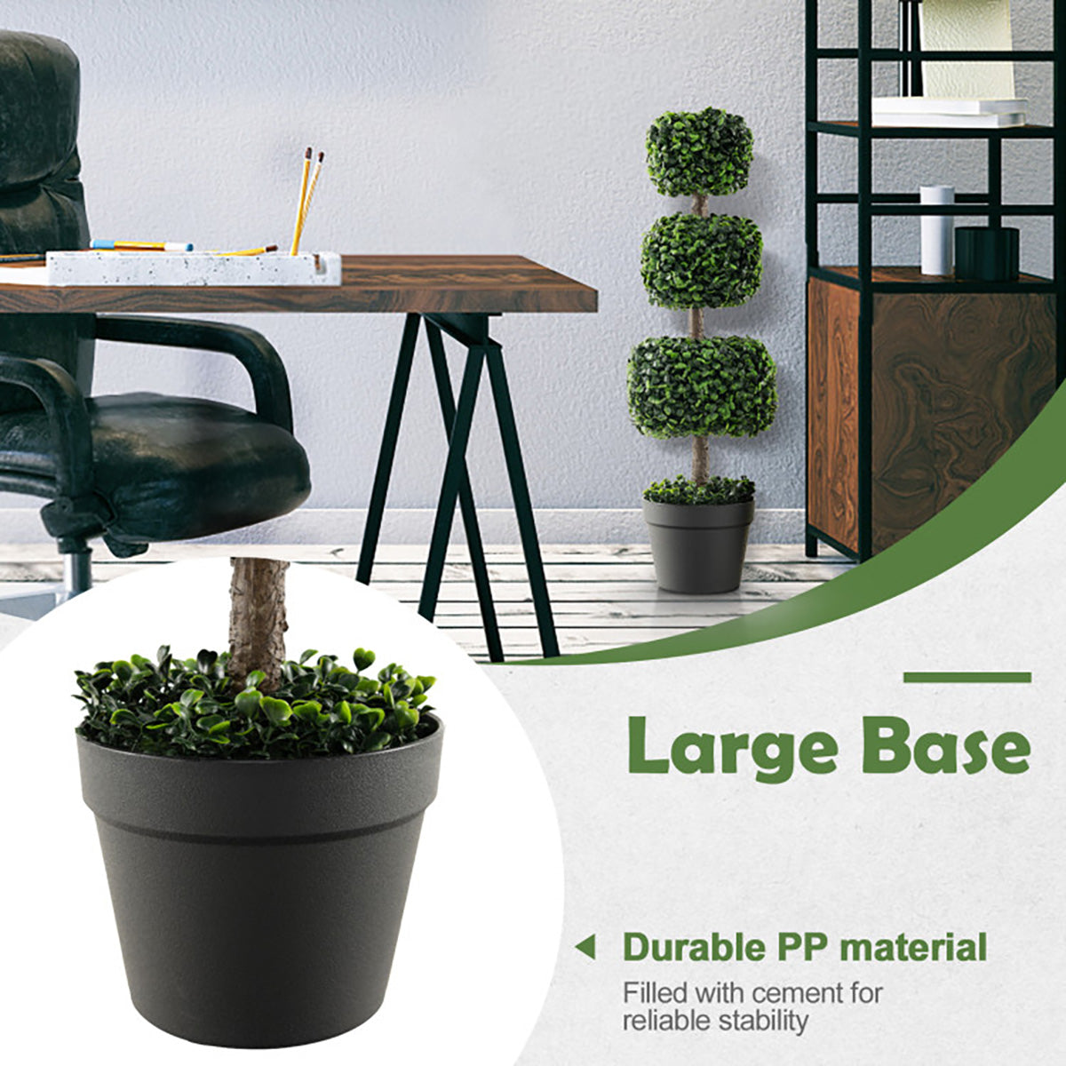 89 cm kunstmatige buxusbolboom in cementen pot