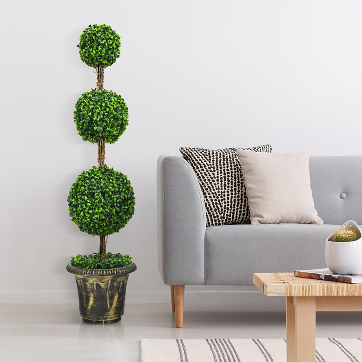 Árbol topiario artificial de tres bolas de 4 pies