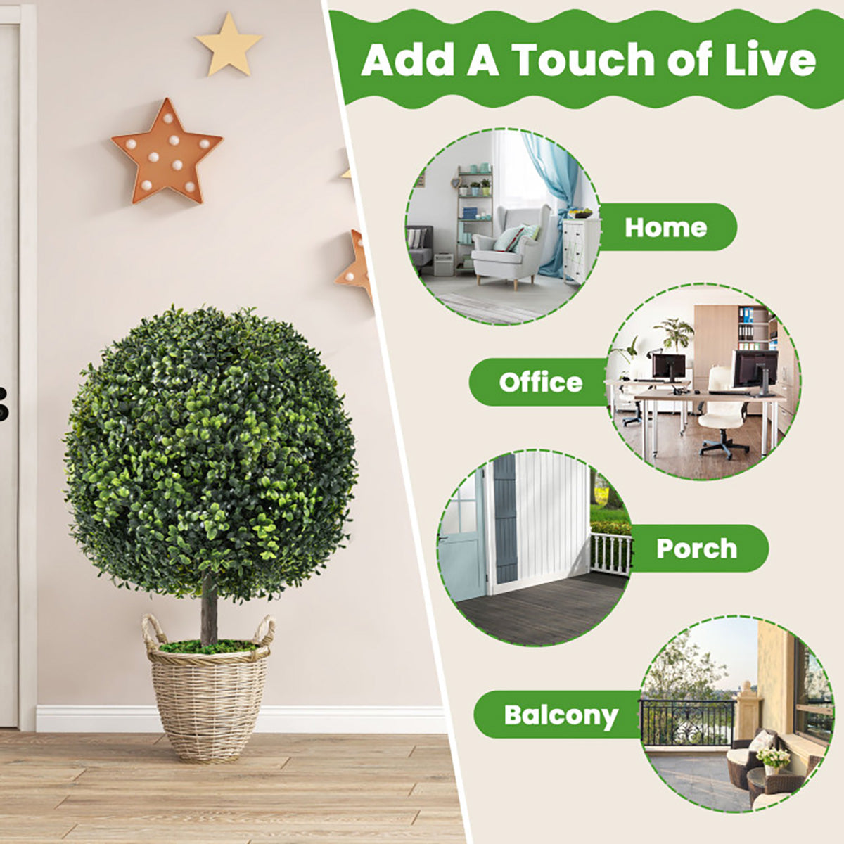 Artificial Ball Trees with Natural Look (Set of 2)
