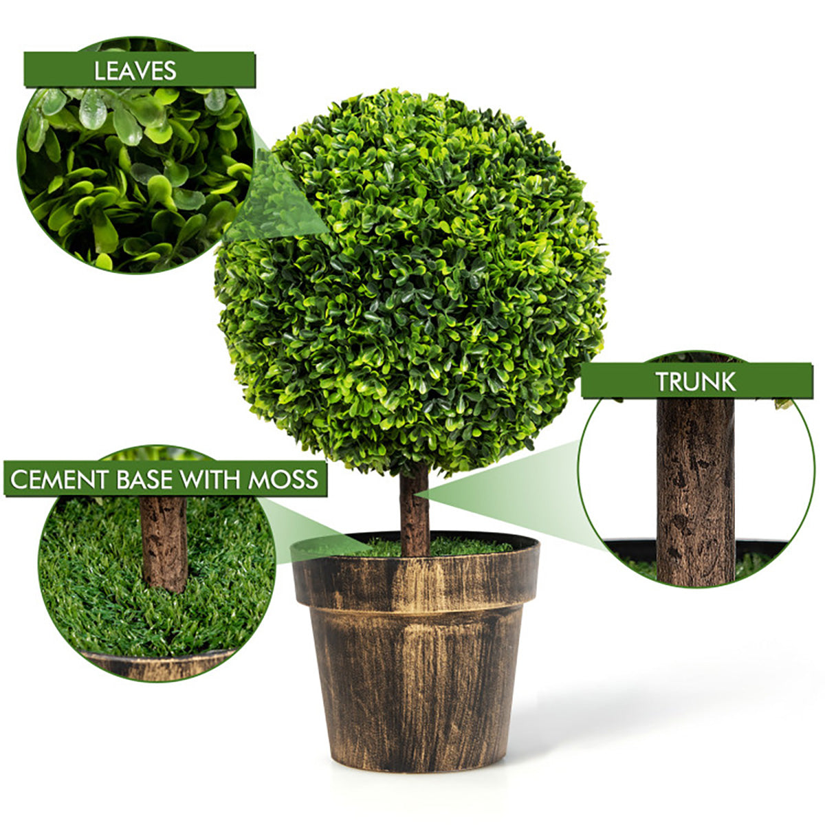 Artificial Ball Trees with Natural Look (Set of 2)