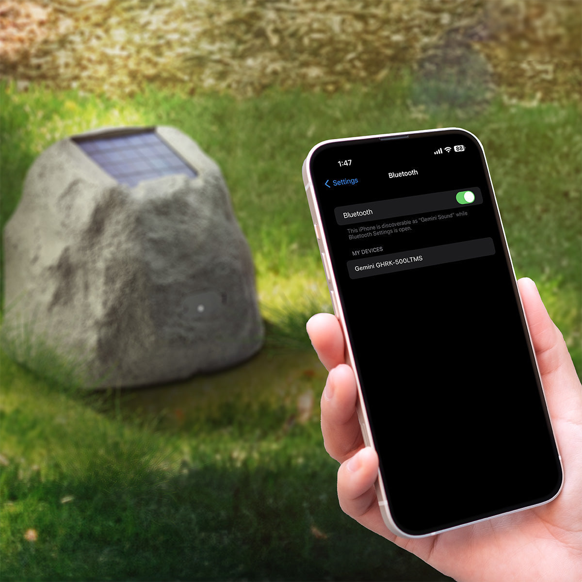 Solarbetriebener Bluetooth-Felsenlautsprecher mit Multilink
