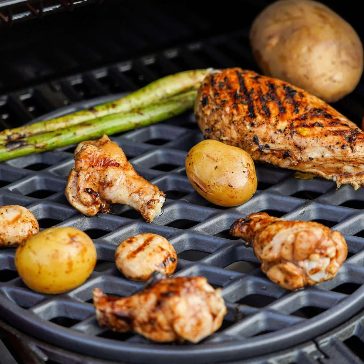 Parrilla de hierro fundido con diseño de diamante para asador inteligente de infrarrojos