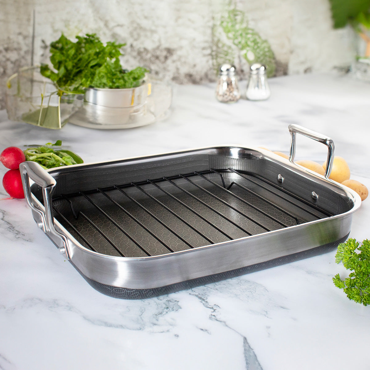 14'' Hybrid-Antihaft-Bratpfanne mit Rost