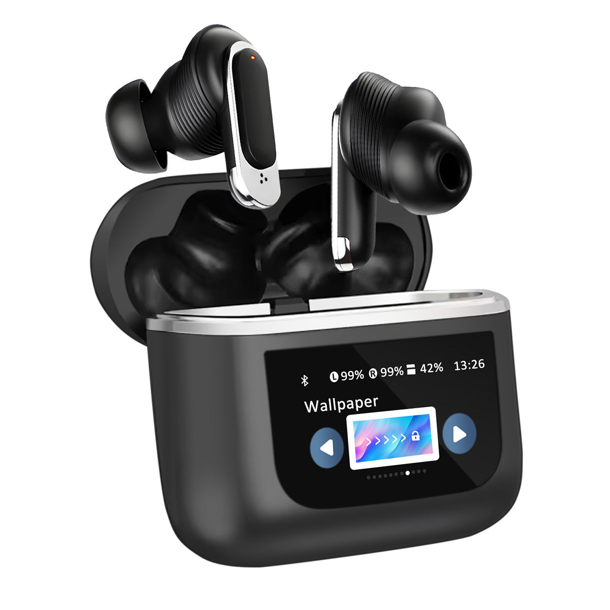 Auriculares inalámbricos con estuche inteligente de pantalla táctil