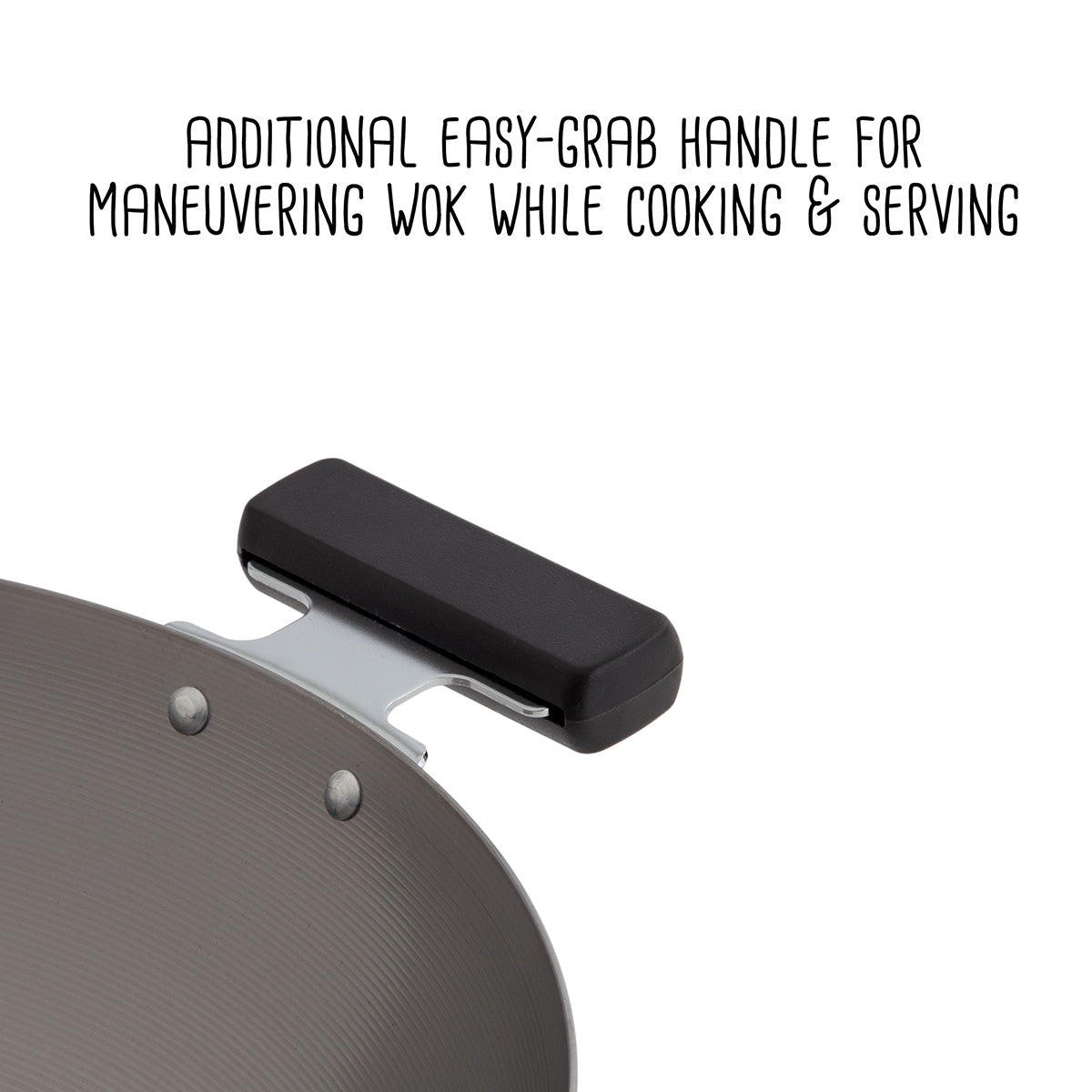 Professionele 14-inch wok van koolstofstaal met platte bodem