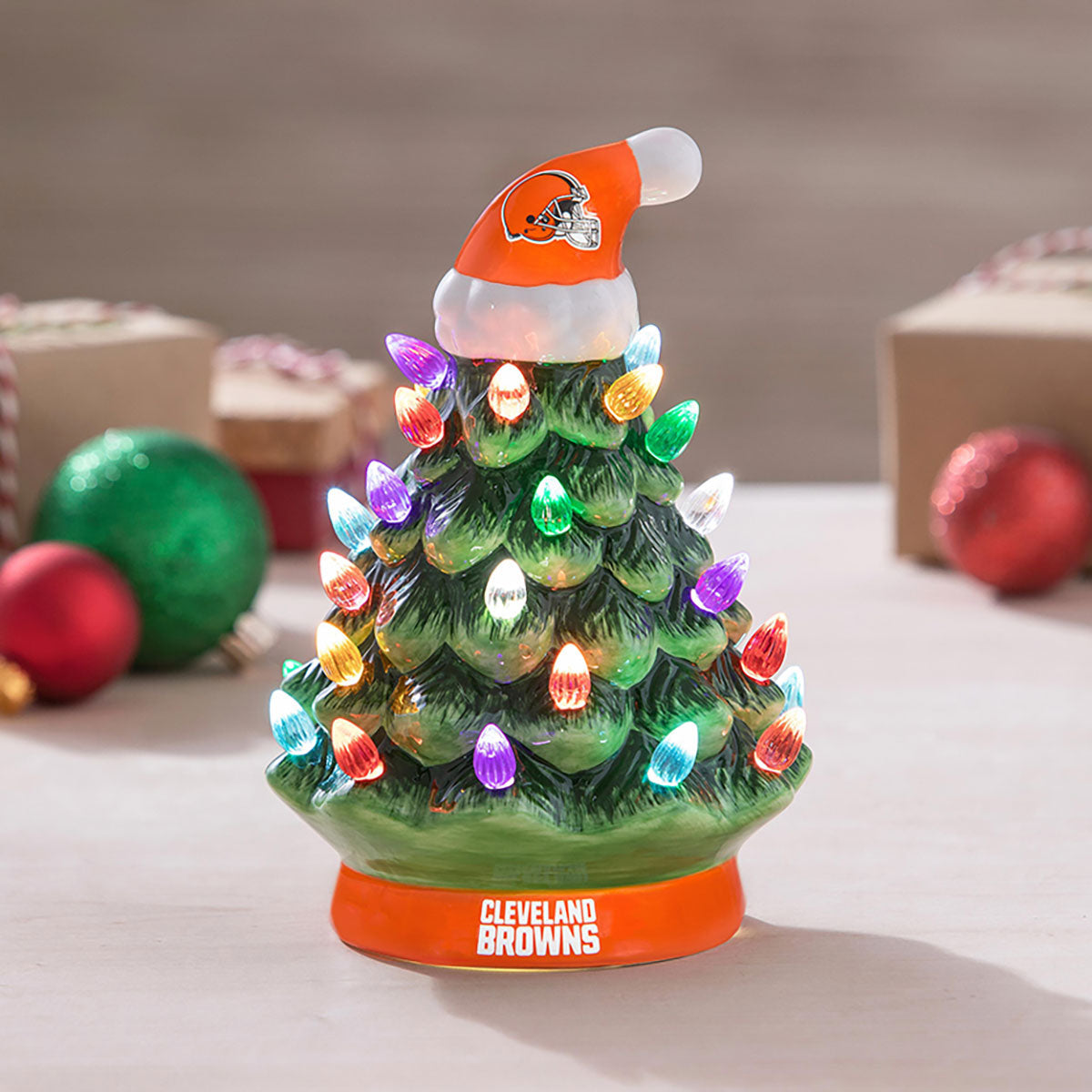 8-Inch LED Ceramic Christmas Tree Tabletop Decoration