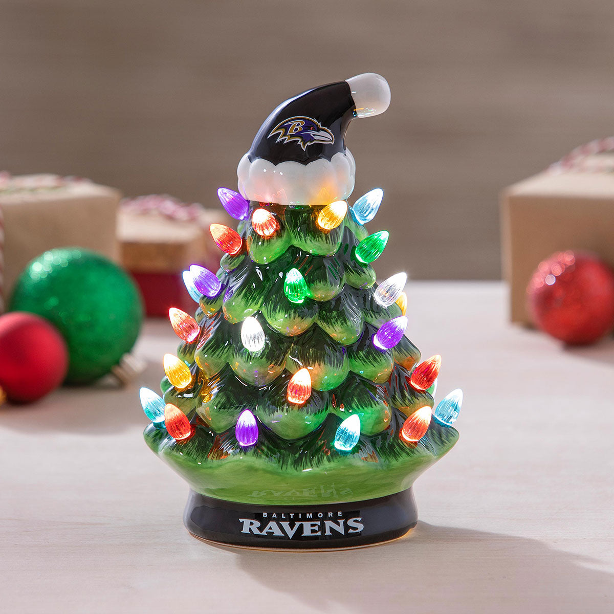 8-Inch LED Ceramic Christmas Tree Tabletop Decoration