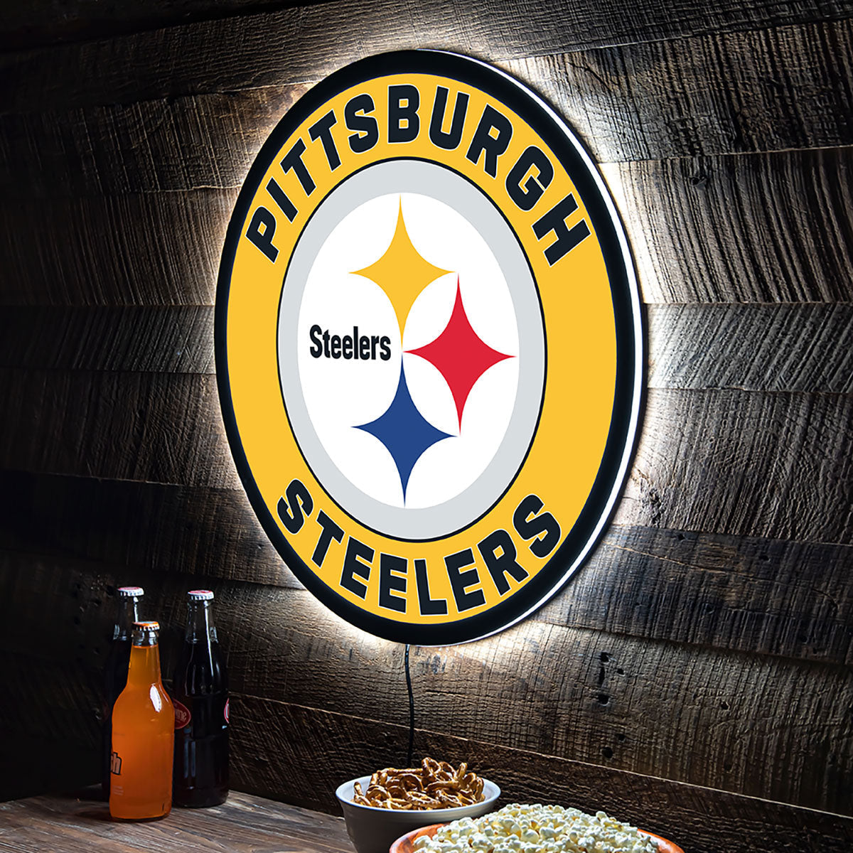 NFL Hintergrundbeleuchtetes, rundes Wand-Schild mit Vollkantenbeleuchtung
