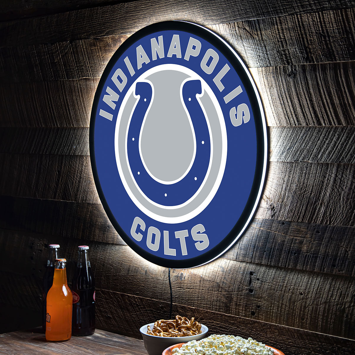 NFL Hintergrundbeleuchtetes, rundes Wand-Schild mit Vollkantenbeleuchtung