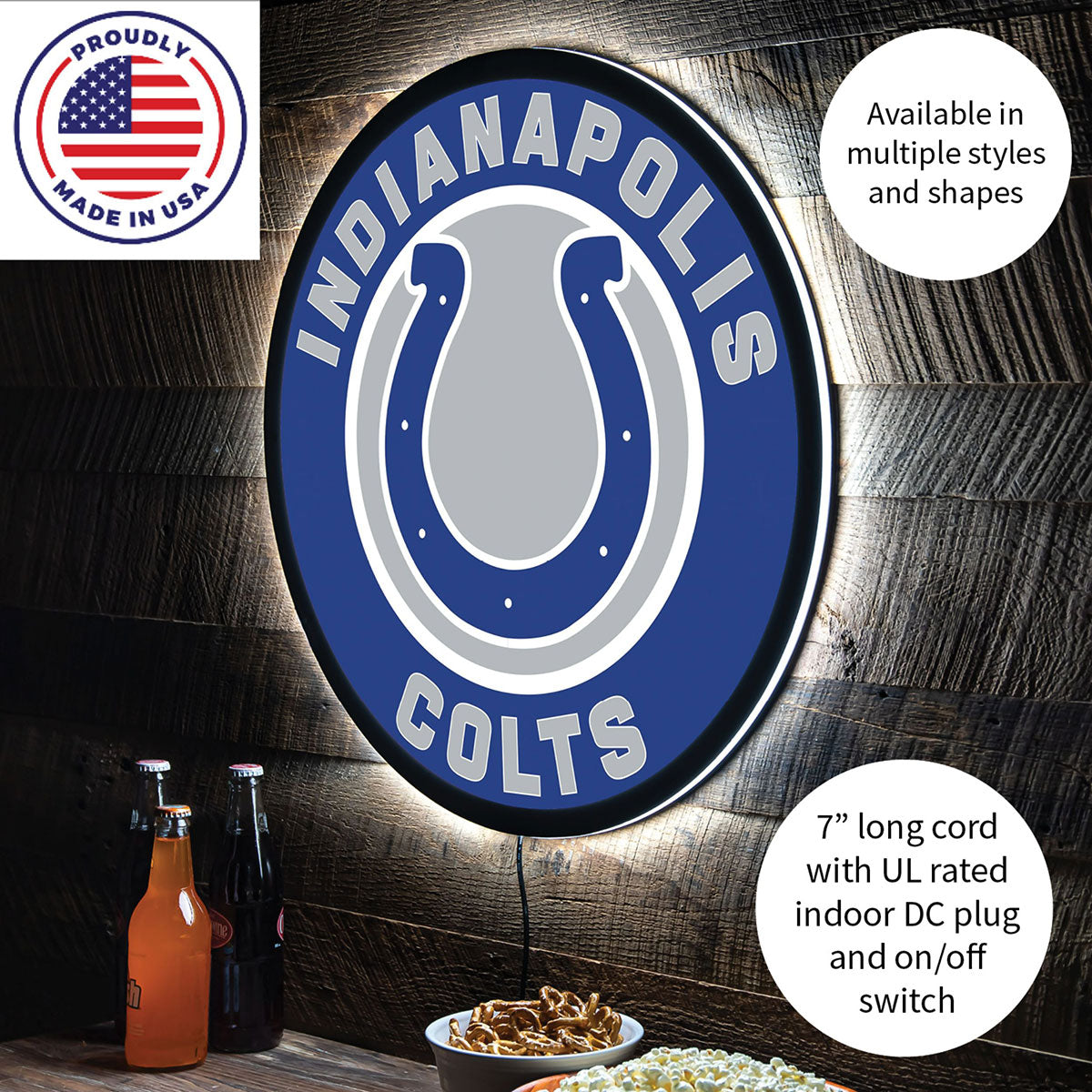 NFL Hintergrundbeleuchtetes, rundes Wand-Schild mit Vollkantenbeleuchtung