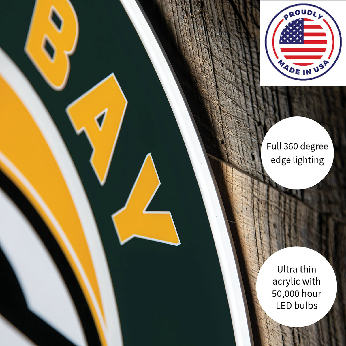 NFL Hintergrundbeleuchtetes, rundes Wand-Schild mit Vollkantenbeleuchtung