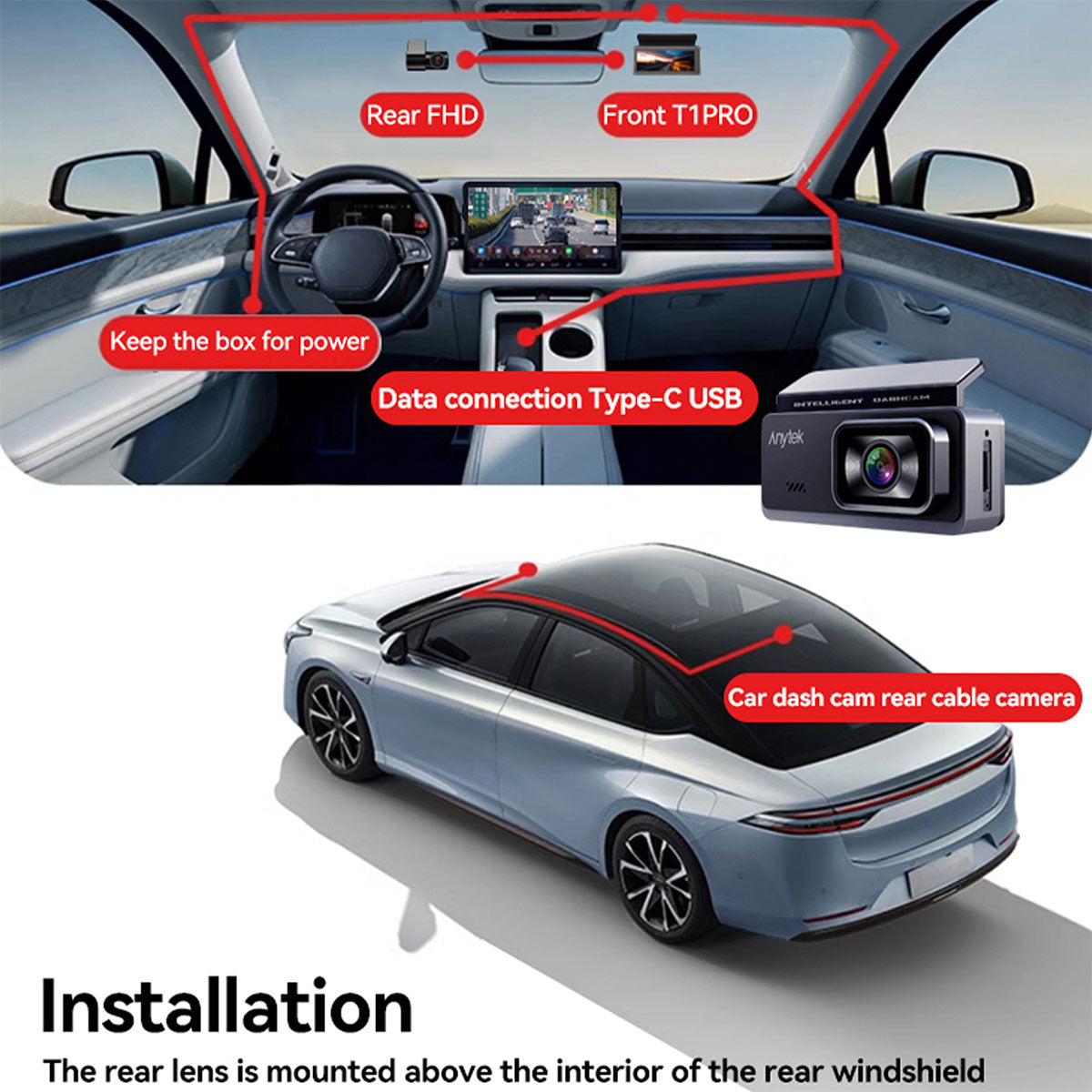 Dual Smart Dash Camera with Parking Monitoring