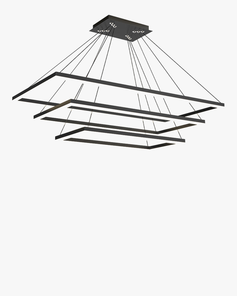 Multi-Tier Linear Suspension Fixture with Integrated LED, Adjustable Cable, Matte Black Metal Frame for Dining & Living Spaces | Thomler