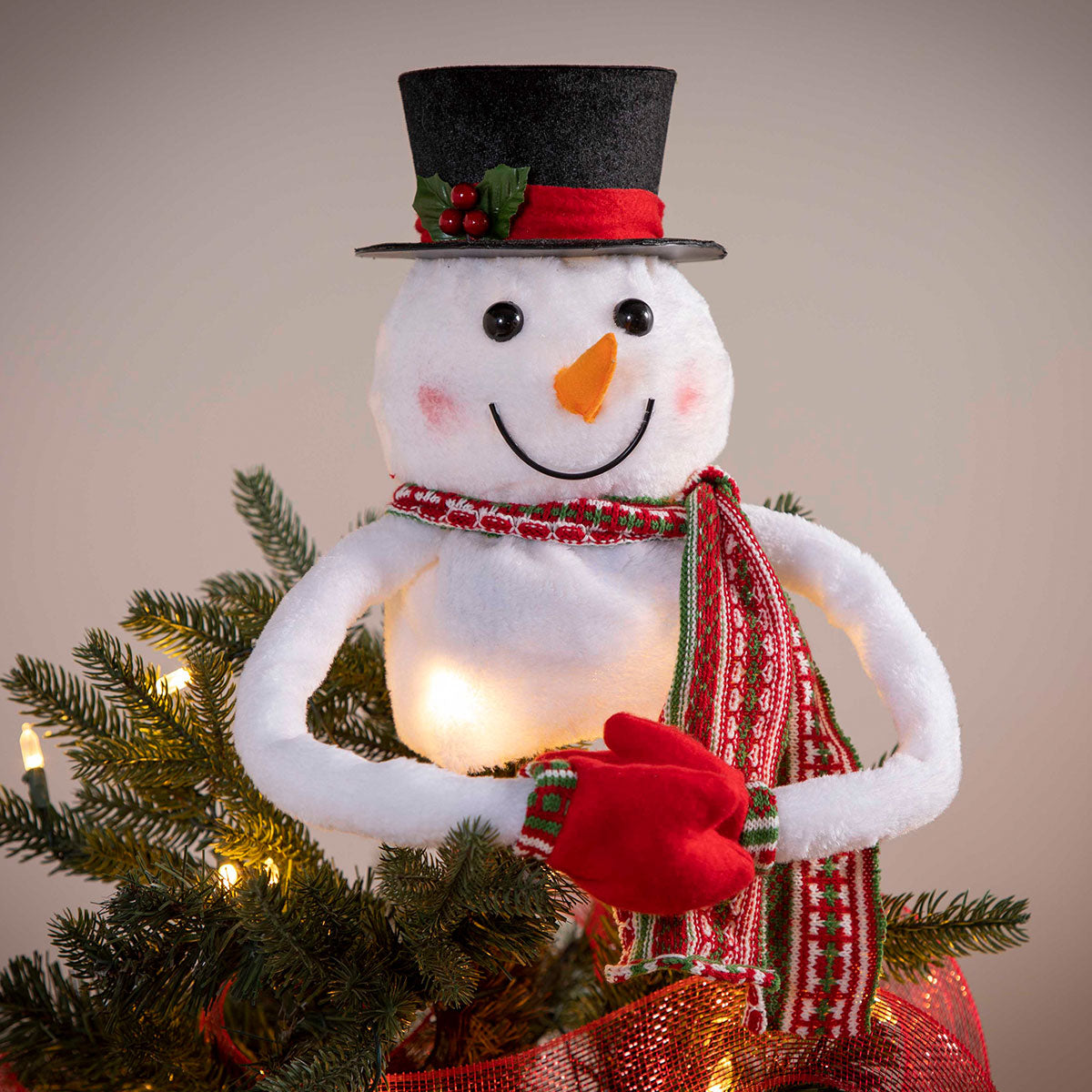 Adorno de muñeco de nieve para árbol con proyector de copos de nieve