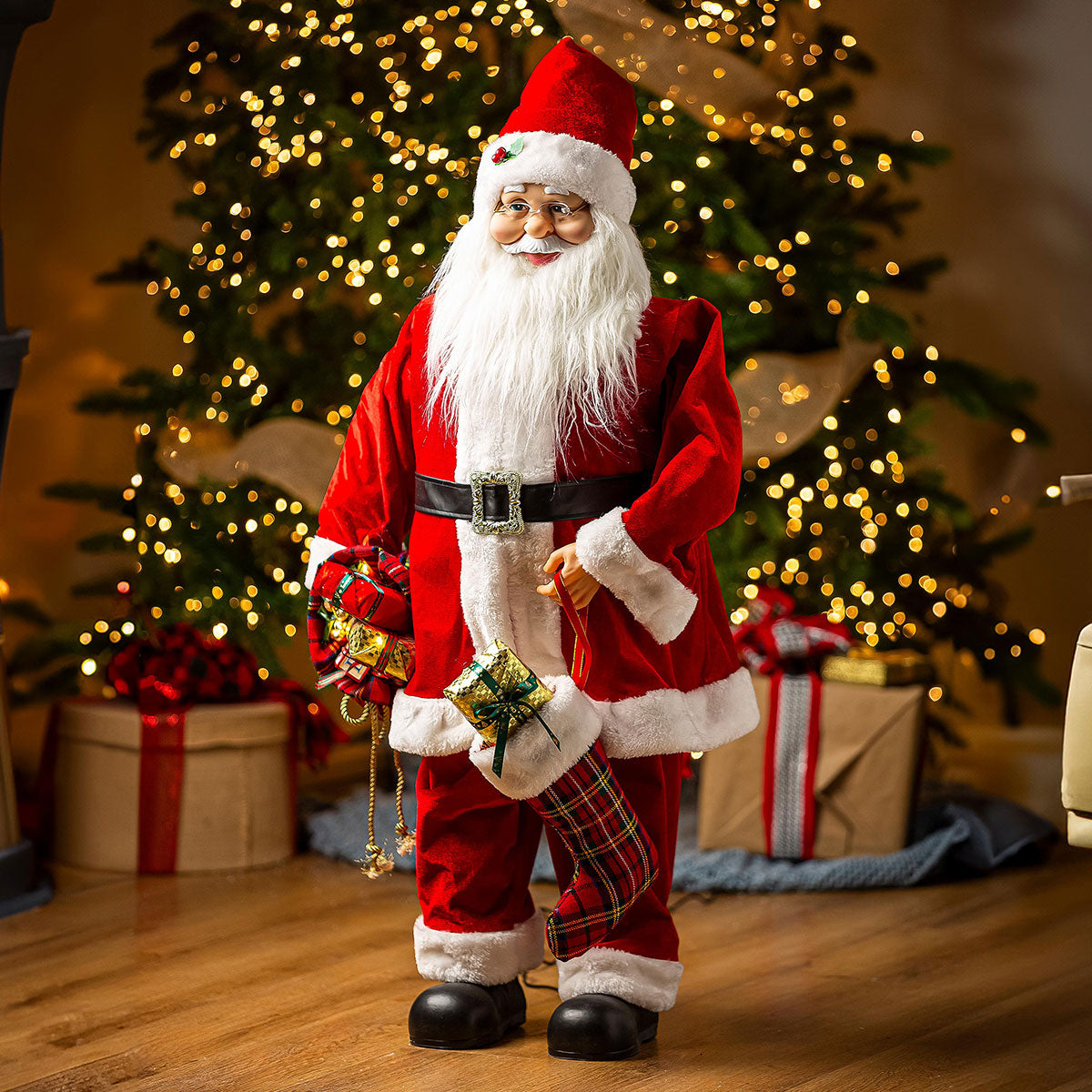 Papá Noel musical bailarín con luces LED