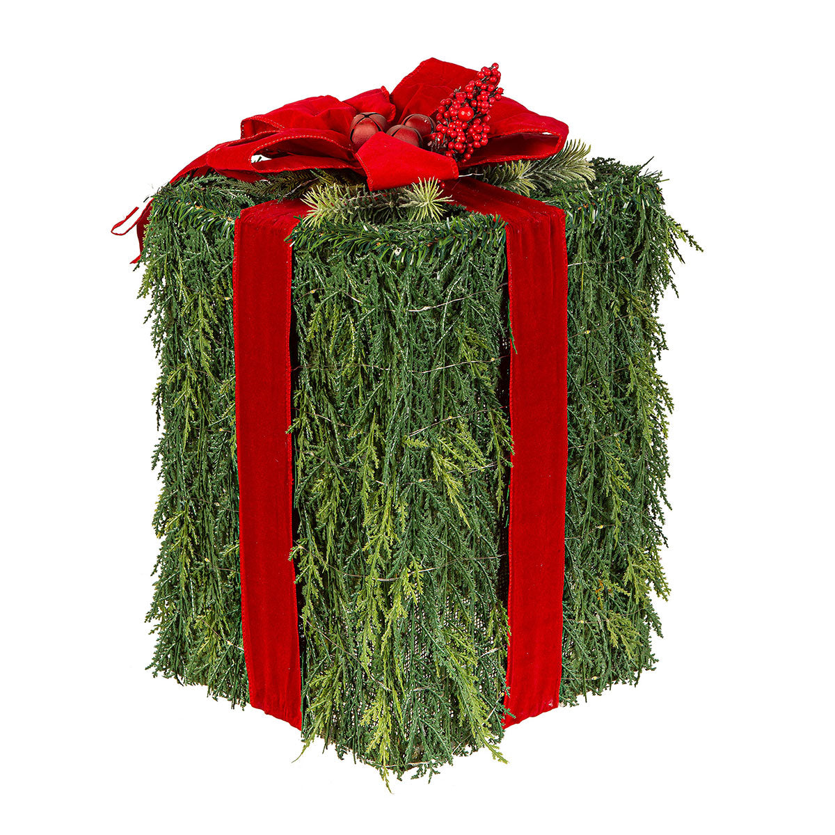 Verlichte kunstgroen-cadeaudozen (set van 3)