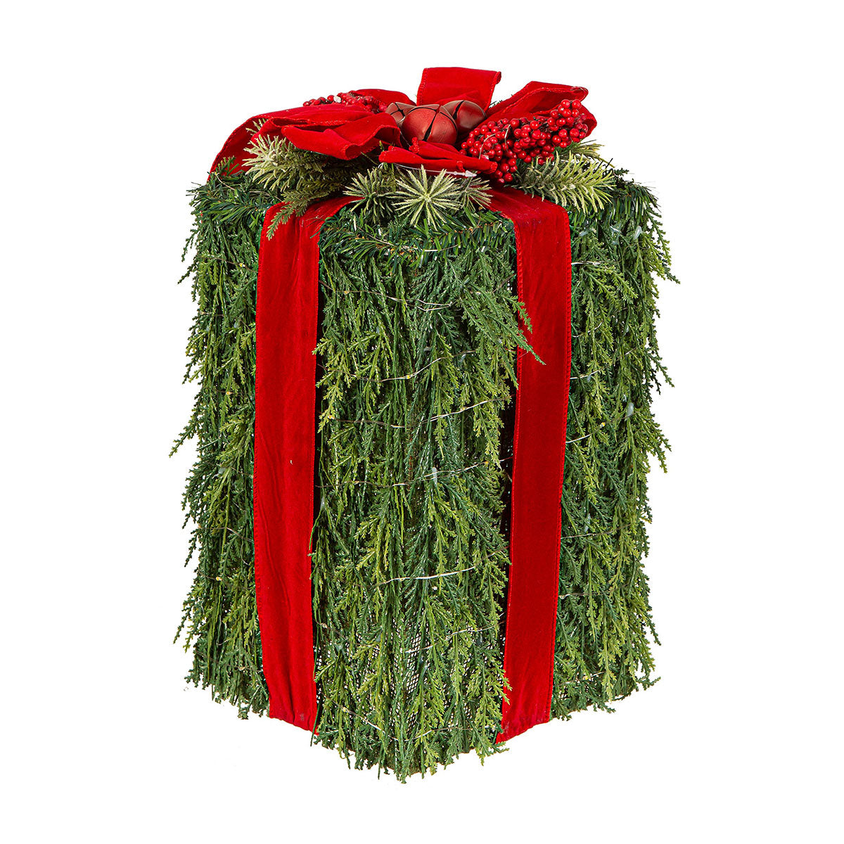 Verlichte kunstgroen-cadeaudozen (set van 3)