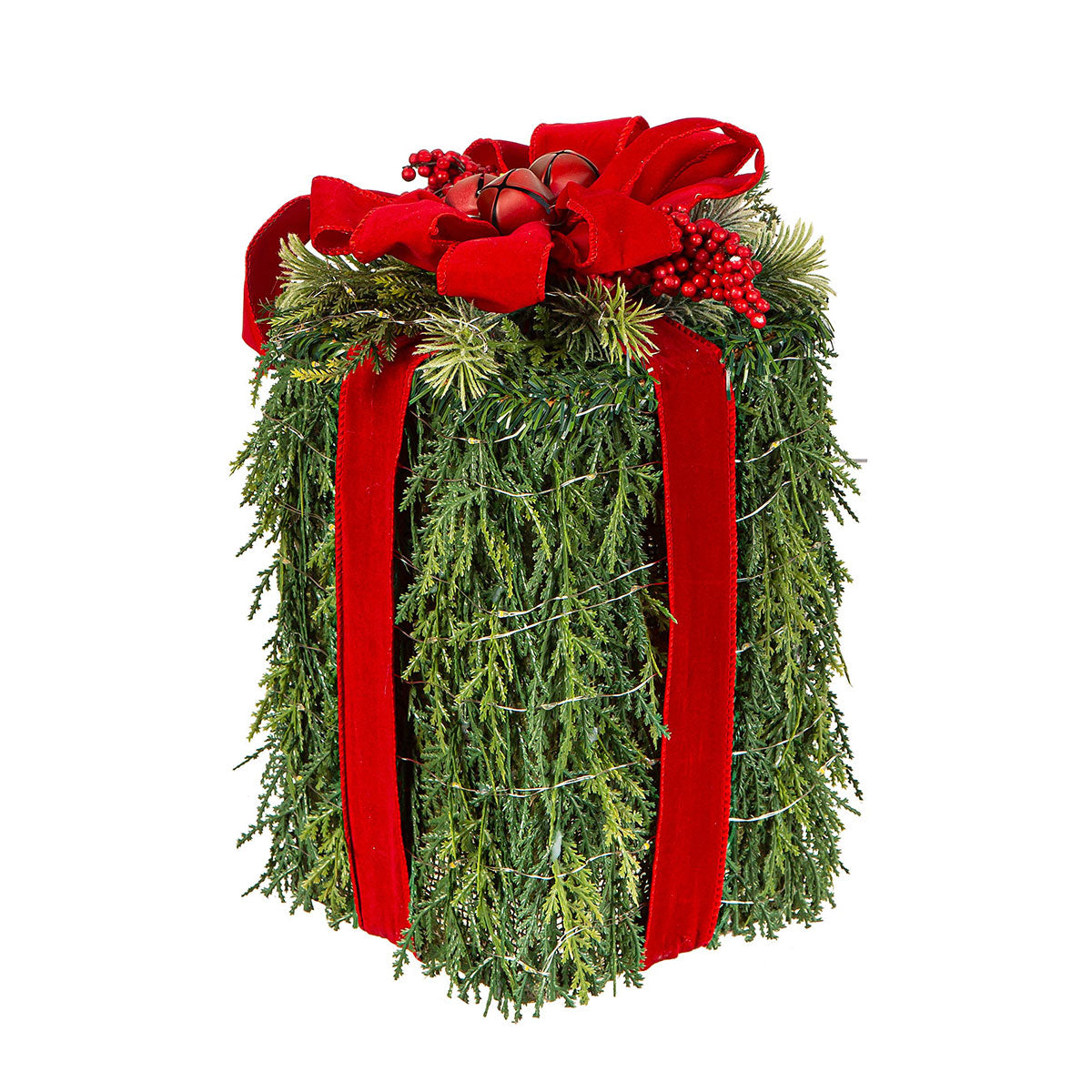 Verlichte kunstgroen-cadeaudozen (set van 3)