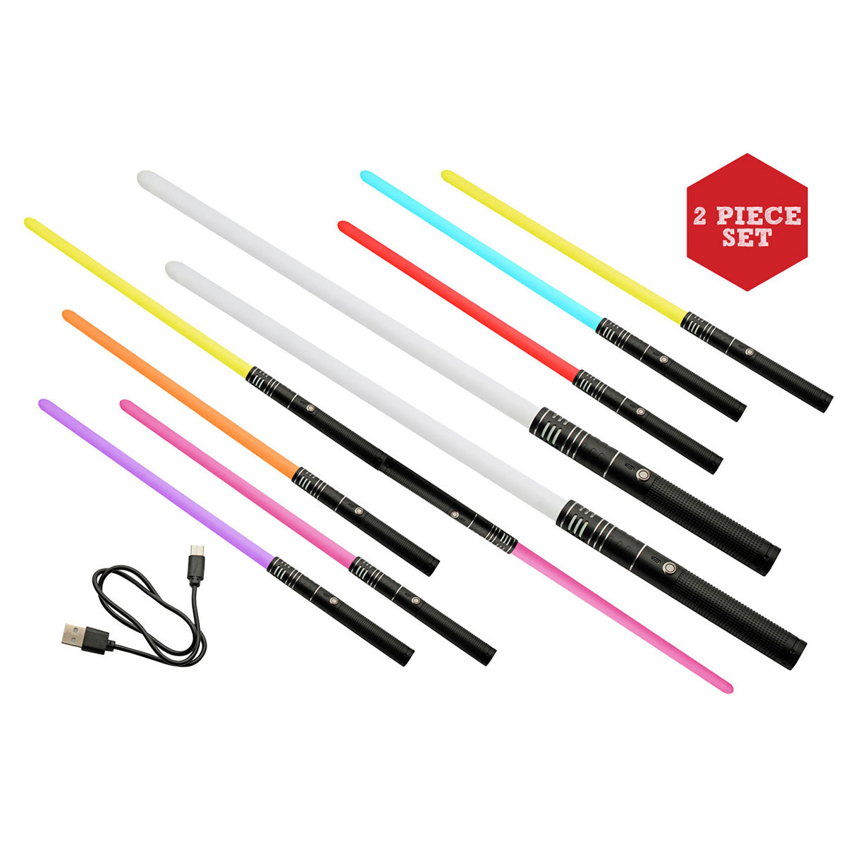 Espadas láser con luz y sonido – Set doble conectable