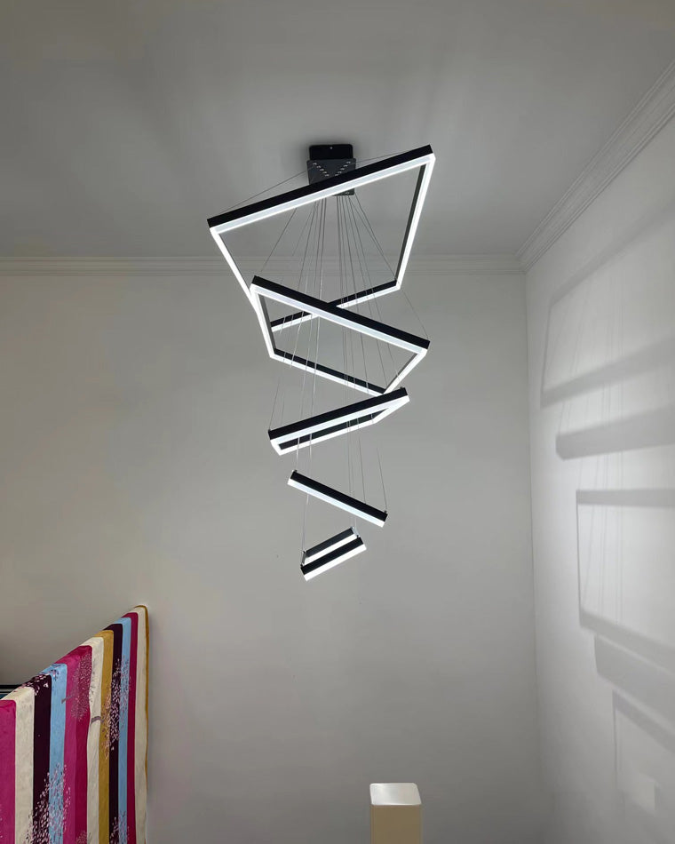 Multi-Tier Linear Suspension Fixture with Integrated LED, Adjustable Cable, Matte Black Metal Frame for Dining & Living Spaces | Thomler