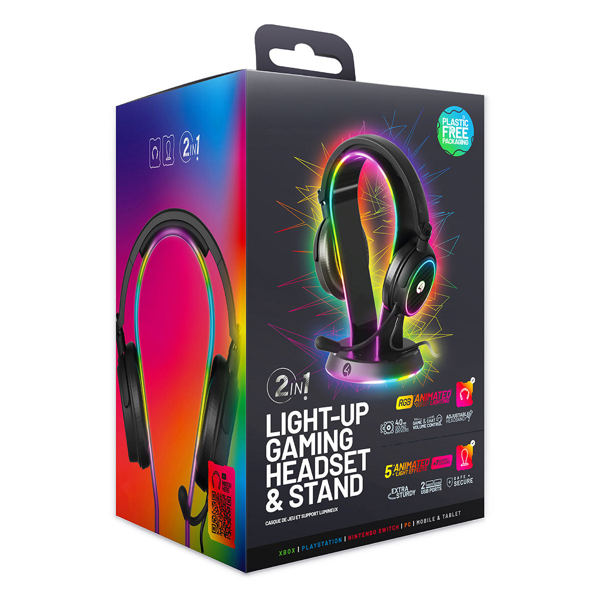 LED-Gaming-Headset mit Ständer und Mikrofon