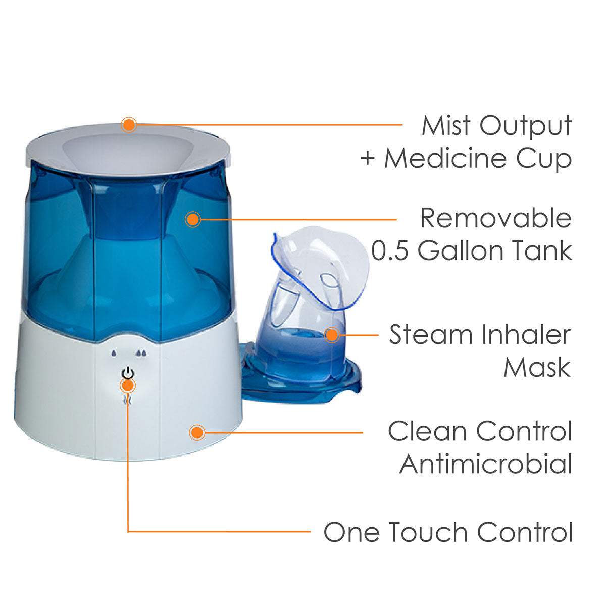 Humidificador e inhalador de vapor caliente 2 en 1