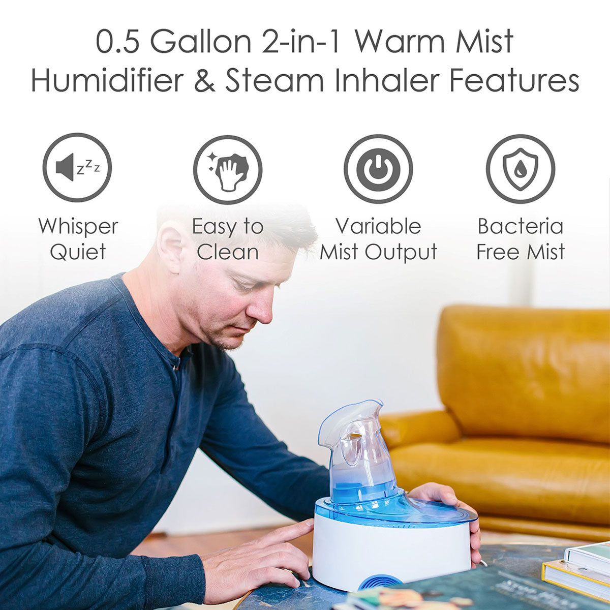 Humidificador e inhalador de vapor caliente 2 en 1