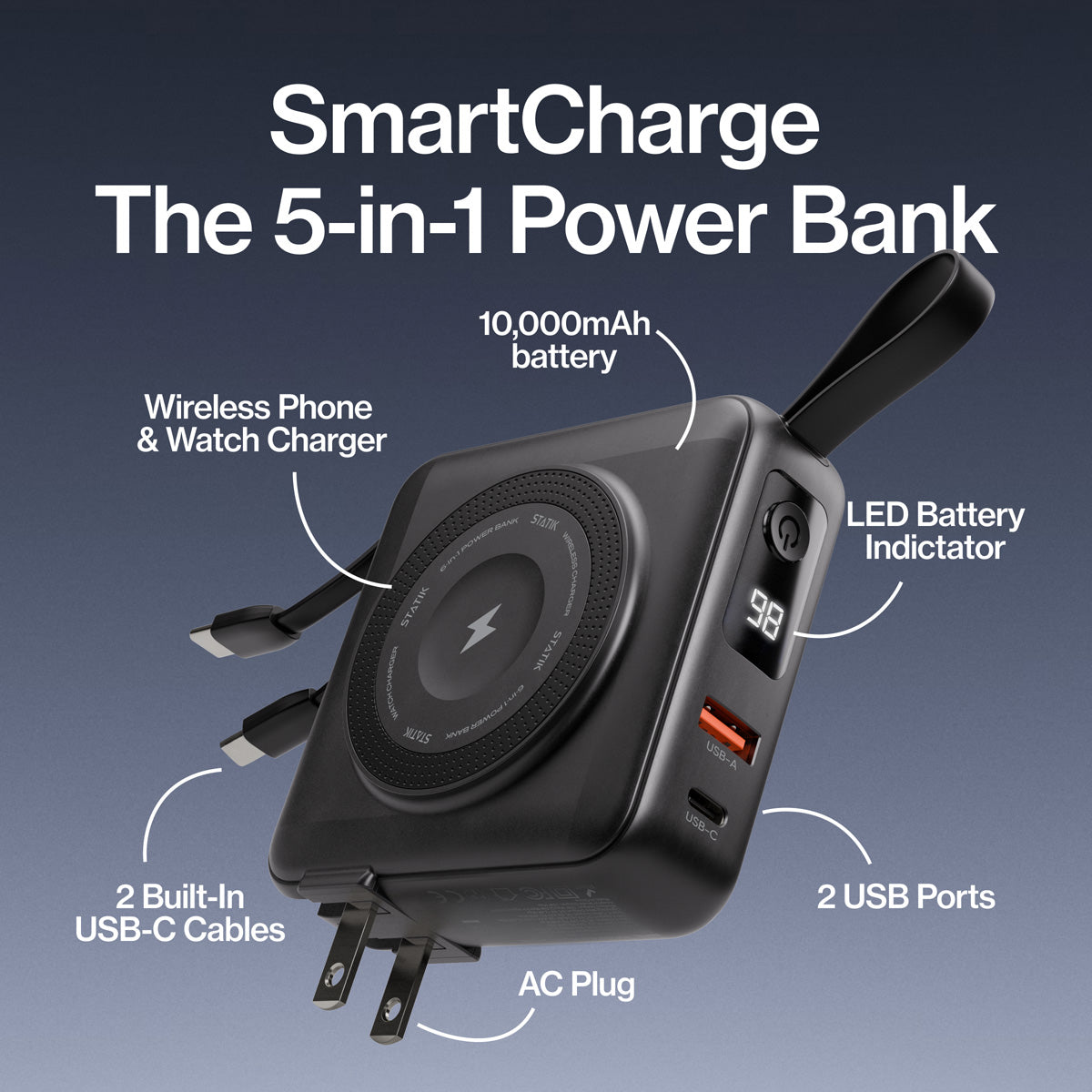5-in-1 Reise-Powerbank