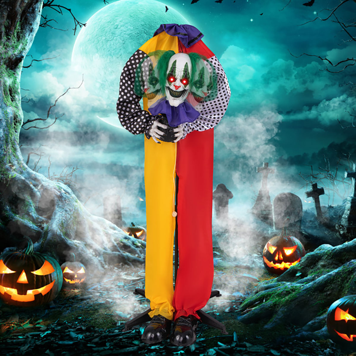 Payaso mecanizado con ojos LED y audio