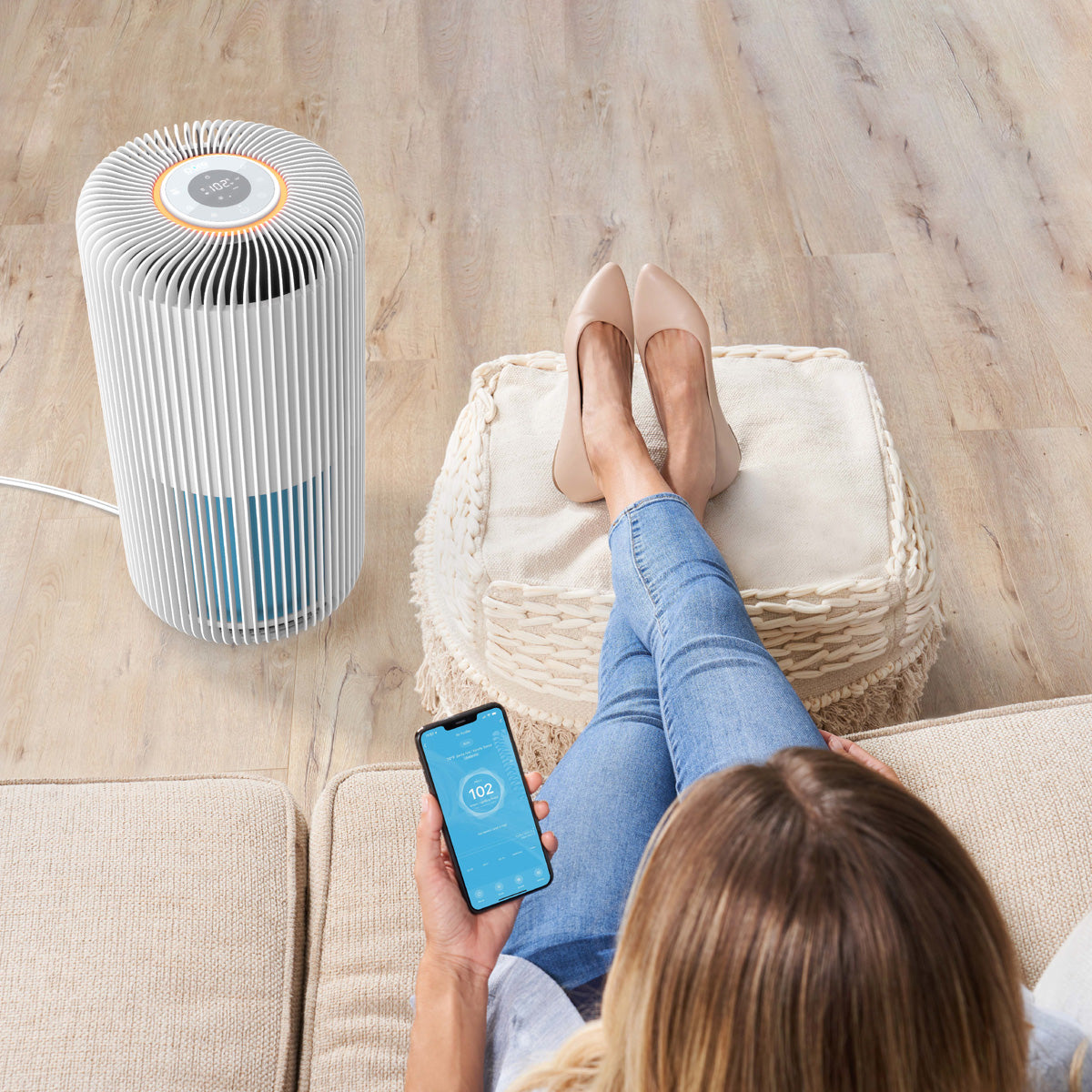 Intelligenter 5-Stufen-Luftreiniger mit HEPA-Filter und UV-C-Licht