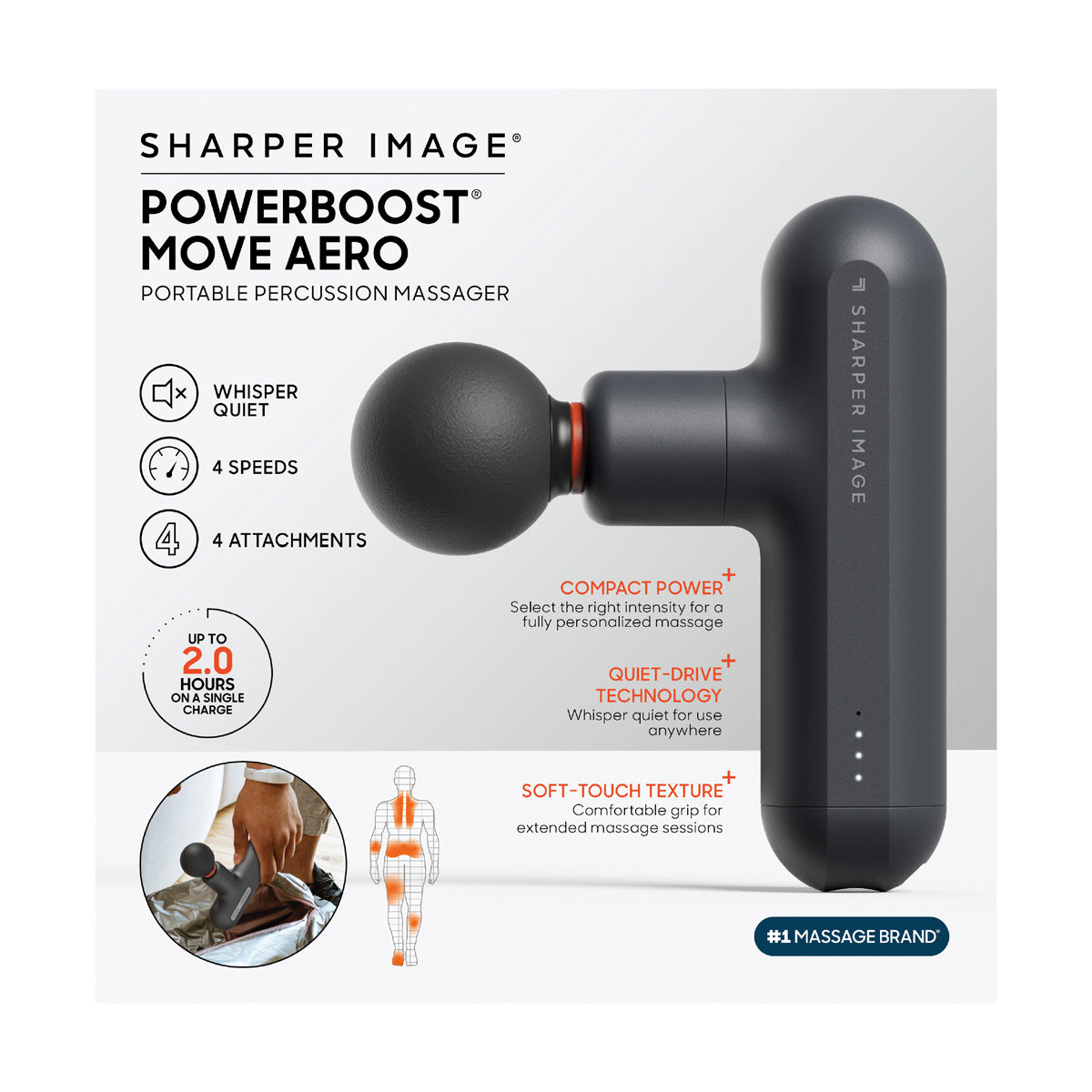 Powerboost Move Draagbaar Percussie Massageapparaat Aero