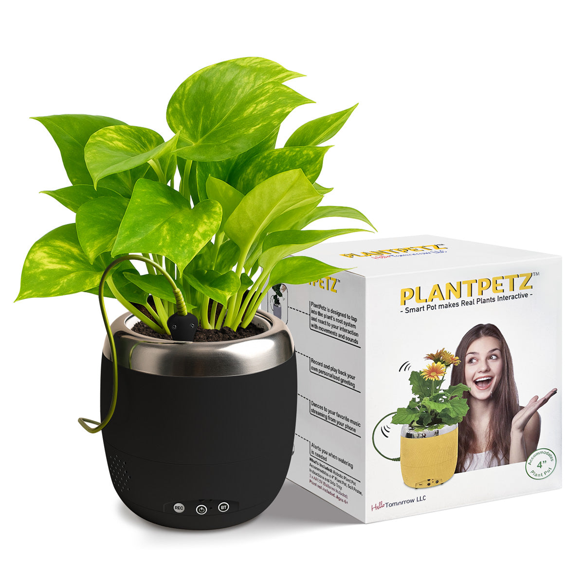 Interaktiver 4-Zoll-Smart-Pflanztopf mit Lautsprecher