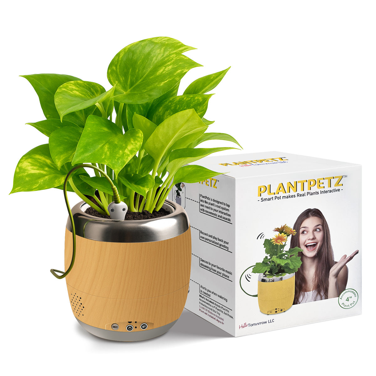 Interaktiver 4-Zoll-Smart-Pflanztopf mit Lautsprecher
