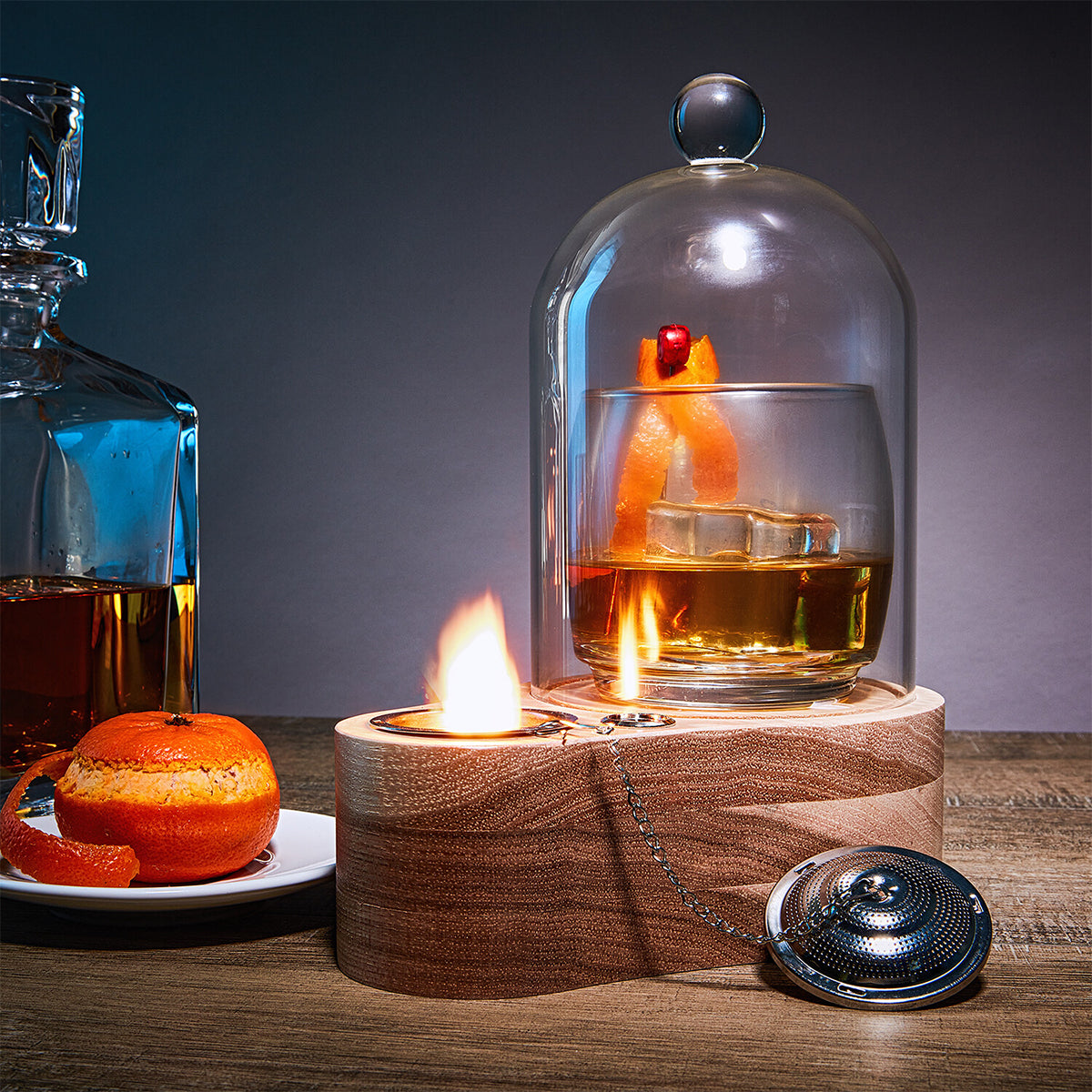 Cocktail-Räucherset mit Glasglocke