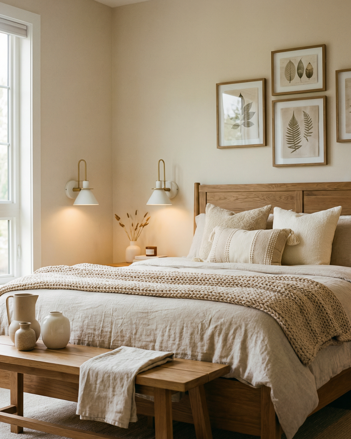 Aplique de pared de travertino y madera con luz LED blanco cálido para dormitorio, sala de estar y pasillo, iluminación de acento en piedra minimalista moderna | Thomler