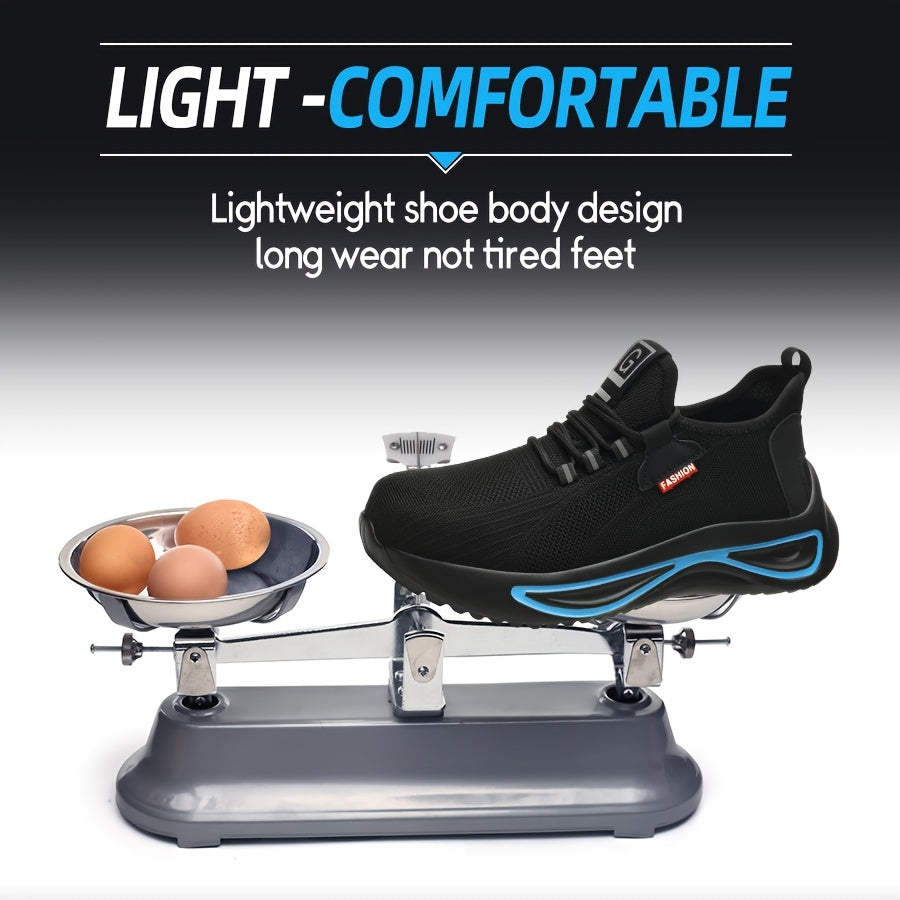Stalen neus werksneakers voor heren – Lichtgewicht ademende veiligheidsschoenen met anti-perforatiezool voor op de bouwplaats & buitengebruik | Thomler