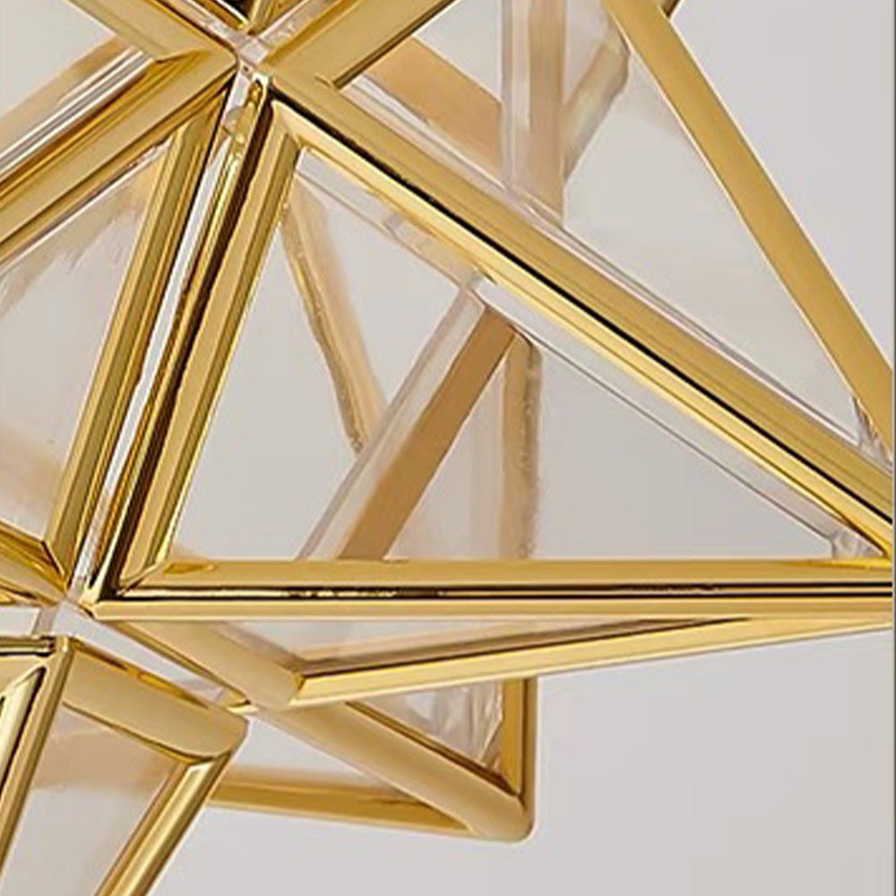 Flush Mount Star Ceiling Light Fixture Gold Metal E27 Socket 8 Inch Diameter Geometric Decor for Bedroom Hallway Entryway | Thomler