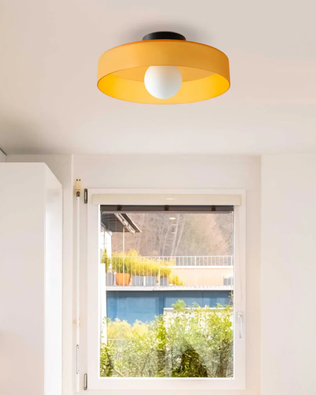 Flush Mount Ceiling Light with Glass Shade and Metal Frame for Living Room, Bedroom, Hallway – Round Overhead Fixture with Warm White Glow | Thomler