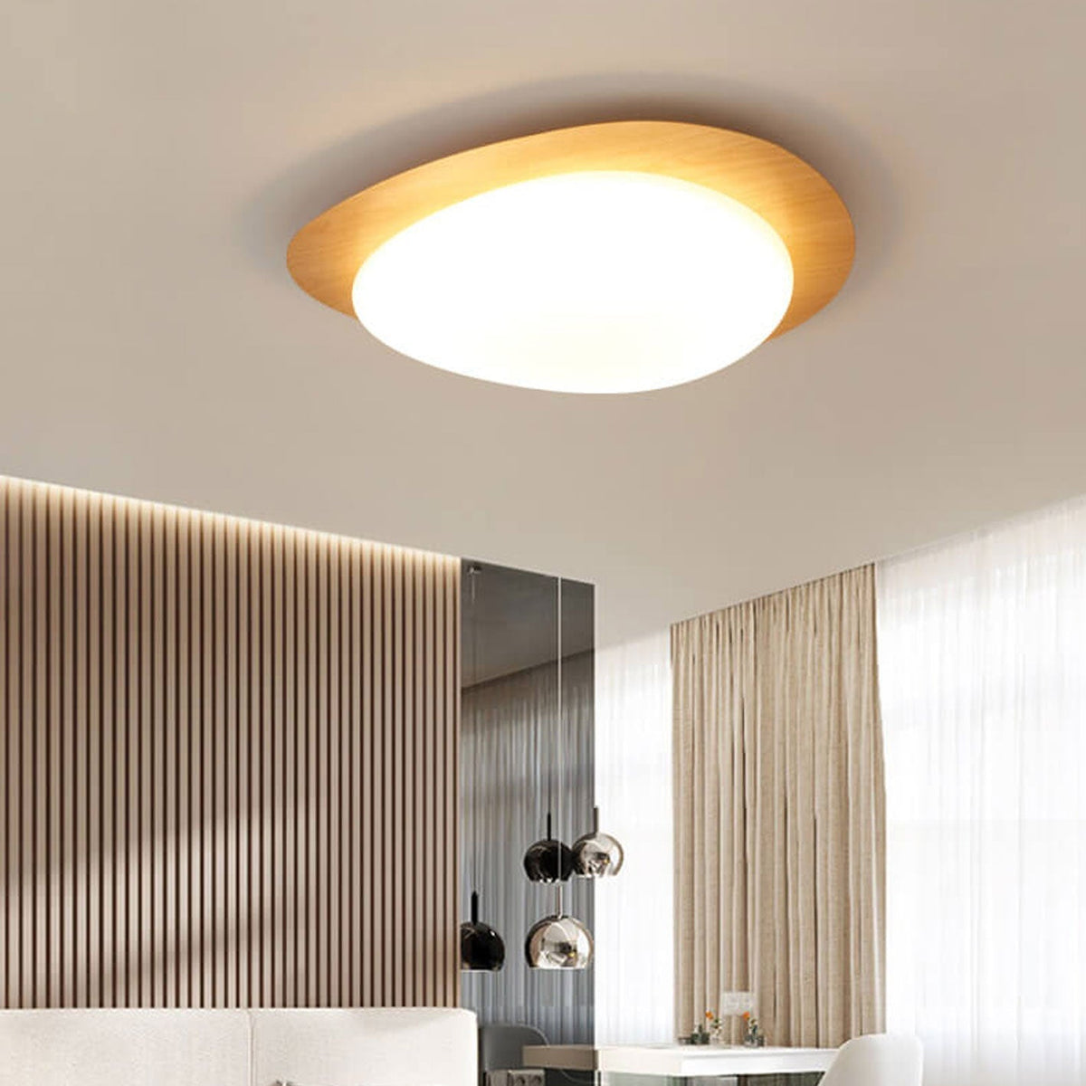 Low-Profile LED Ceiling Fixture with Remote Dimming & Three Color Modes for Bedrooms Hallways Kitchens | Modern Iron Acrylic Overhead Lighti | Thomler