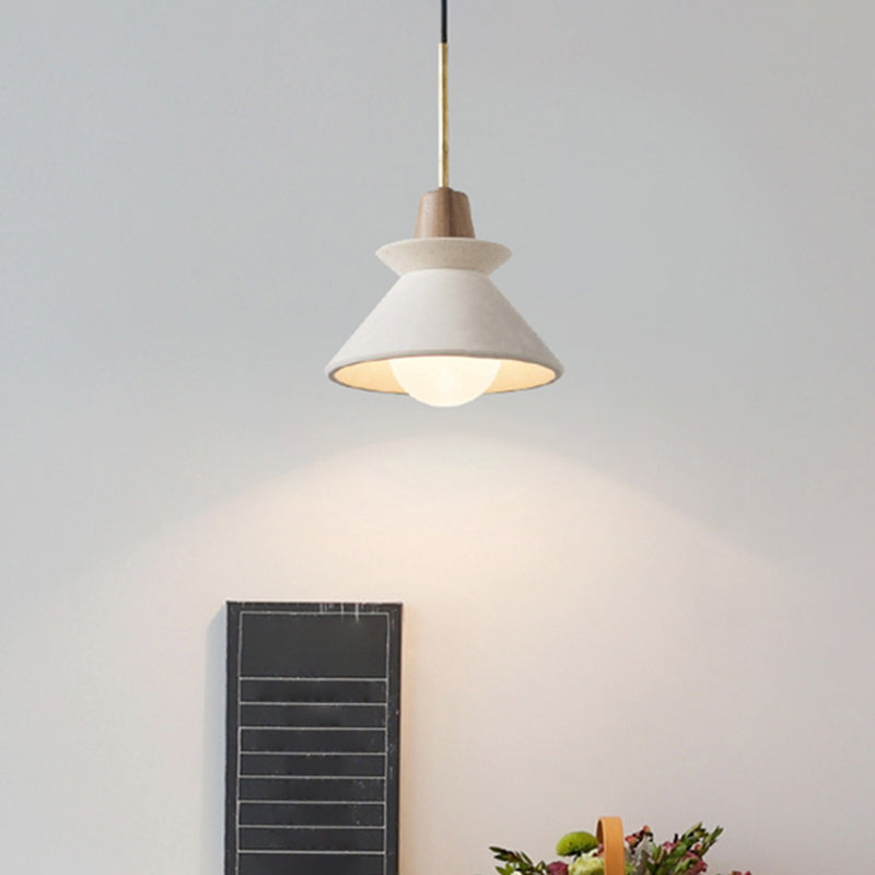 Betonnen koepelvormige hanglamp, witte afwerking, minimalistische hanglamp voor kookeiland, eetkamer, moderne industriële woonverlichting