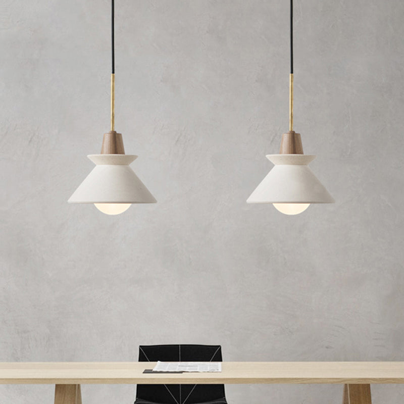 Betonnen koepelvormige hanglamp, witte afwerking, minimalistische hanglamp voor kookeiland, eetkamer, moderne industriële woonverlichting