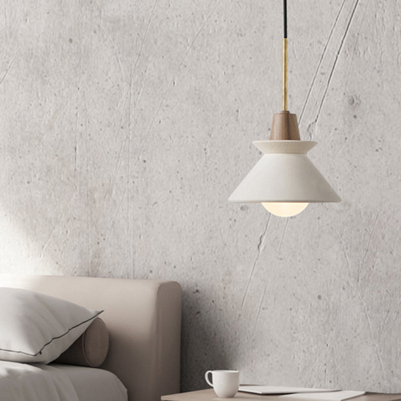 Betonnen koepelvormige hanglamp, witte afwerking, minimalistische hanglamp voor kookeiland, eetkamer, moderne industriële woonverlichting