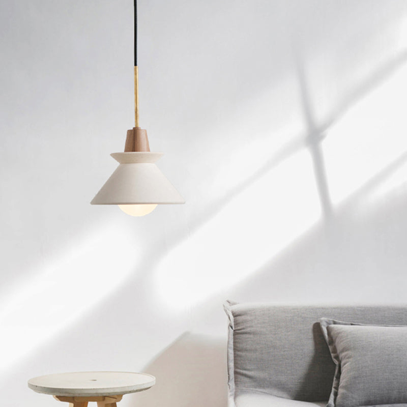 Betonnen koepelvormige hanglamp, witte afwerking, minimalistische hanglamp voor kookeiland, eetkamer, moderne industriële woonverlichting