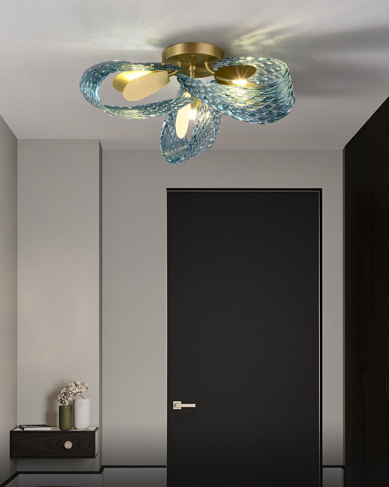 19-Light Glass Ceiling Fixture with Peacock Art Design for Dining Rooms & Large Spaces | Thomler