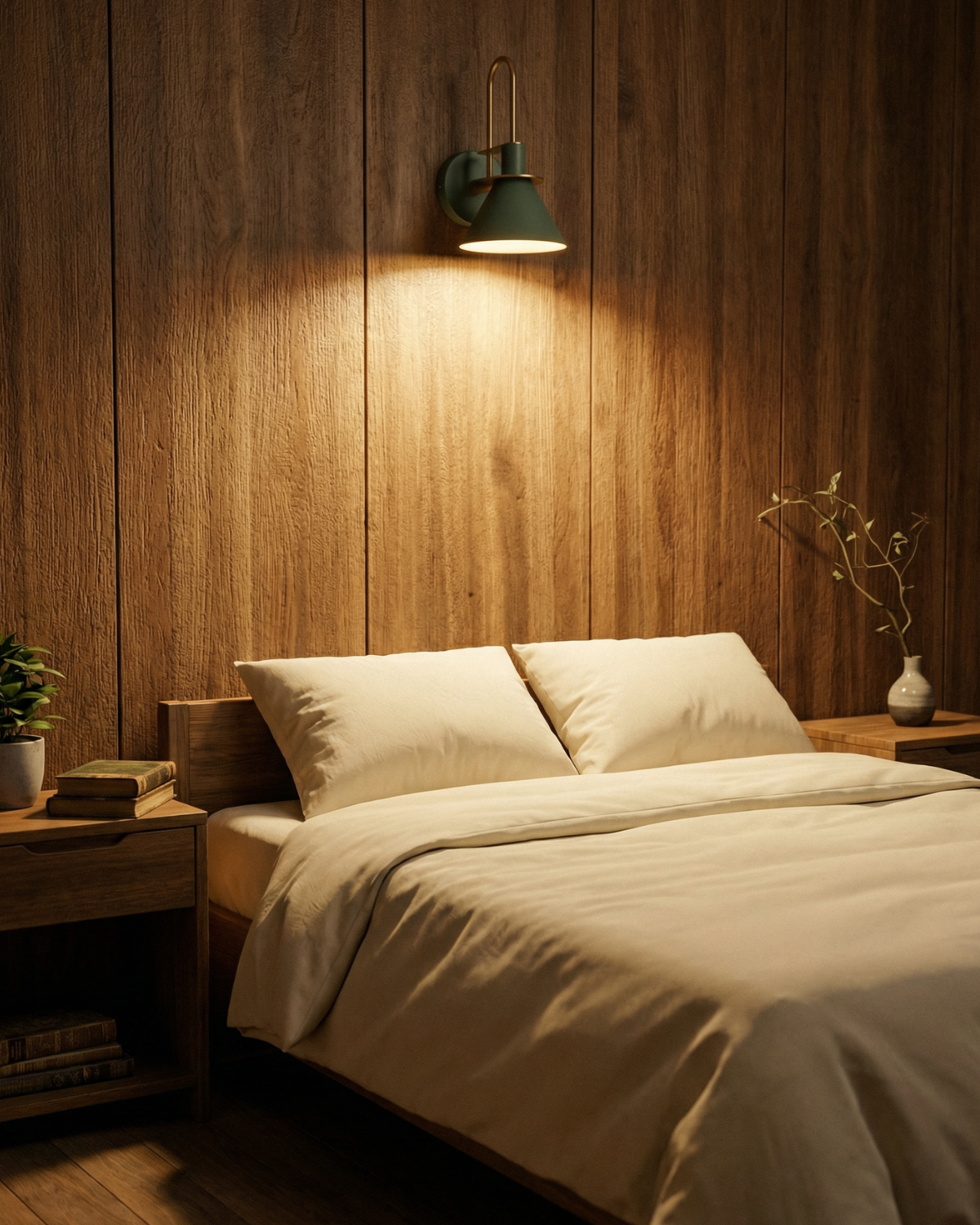 Aplique de pared de travertino y madera con luz LED blanco cálido para dormitorio, sala de estar y pasillo, iluminación de acento en piedra minimalista moderna | Thomler