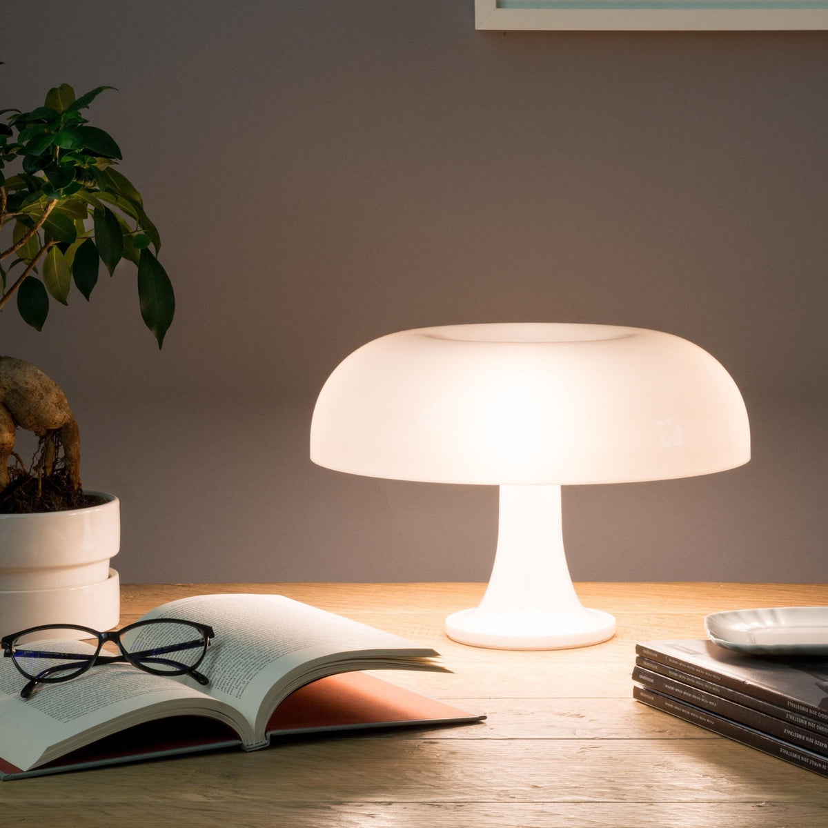 Retro Mushroom Table Lamp with Dimmable LED Warm Light for Bedroom & Living Room Ambiance