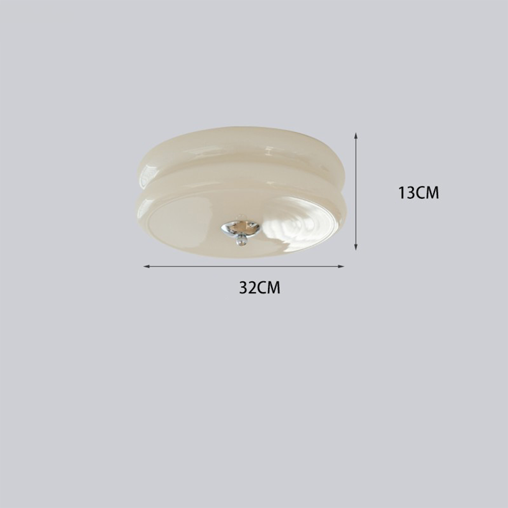 Round Flush Mount LED Fixture with 3 Color Temperatures Glass Metal 5 in Height for Bedroom Dining Room Kitchen Adjustable Kelvin Switch Mod | Thomler