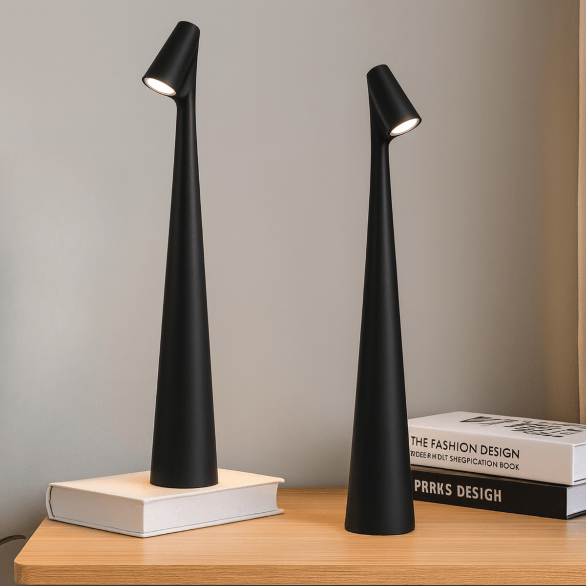 Wiederaufladbare LED-Akzentleuchte aus Metall, kabellos für drinnen und draußen, tragbare Beleuchtung, 14 x 45 cm, batteriebetriebene Tischleuchte für Terrassen