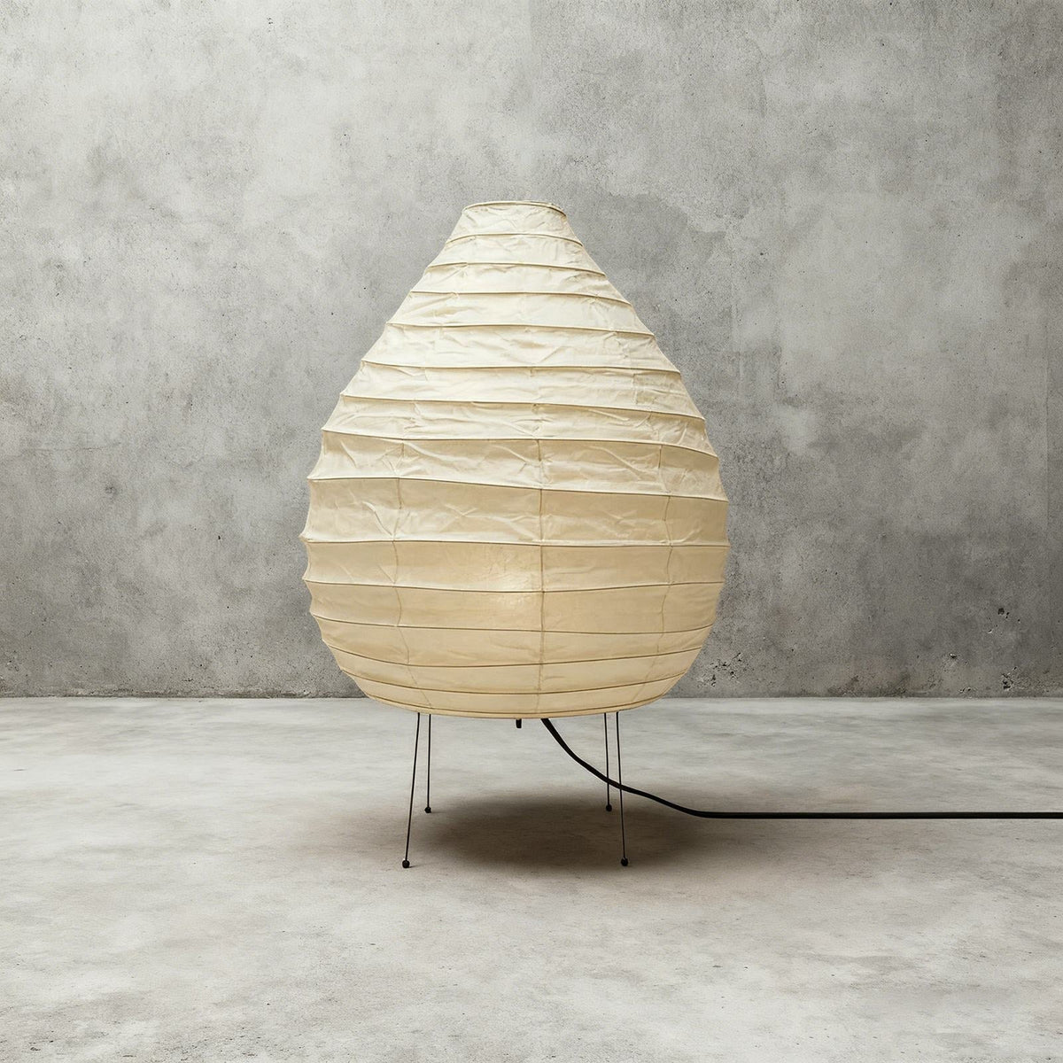 Floor-Standing Paper Shade Light 24 Inches Tall Bedroom Nightstand Illumination Japanese-Inspired Accent Fixture Sculptural Living Room Corn | Thomler